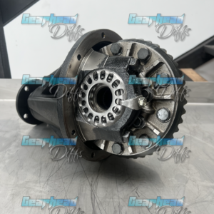 Close-up of an 8" Toyota Hilux/Hiace Rebuilt Exchange Diff on a workbench, highlighting detailed internal gears and components. The background and image feature the "Gearhead Diffs" watermark.